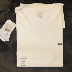 4XL BRAND NEW LACOSTE SHORT-SLEEVE SHIRT W/ V-NECK